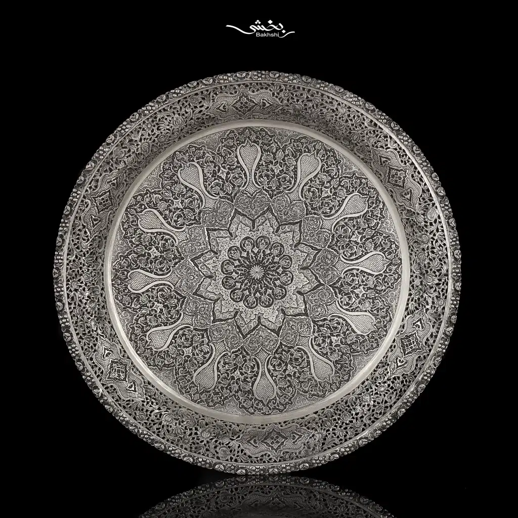 سینی گرد نقره مشبک اعلا