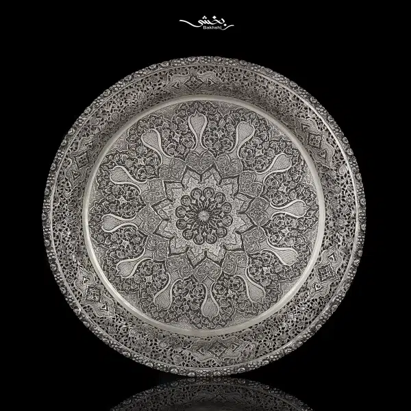 سینی گرد نقره مشبک اعلا