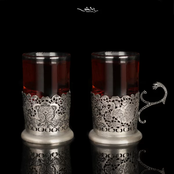 انگاره چای خوری نقره شش عددی مشبک اعلا
