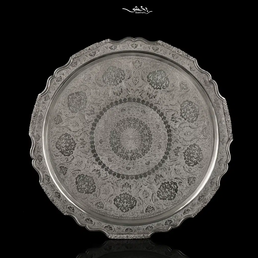 سینی نقره گرد قلم ترنج