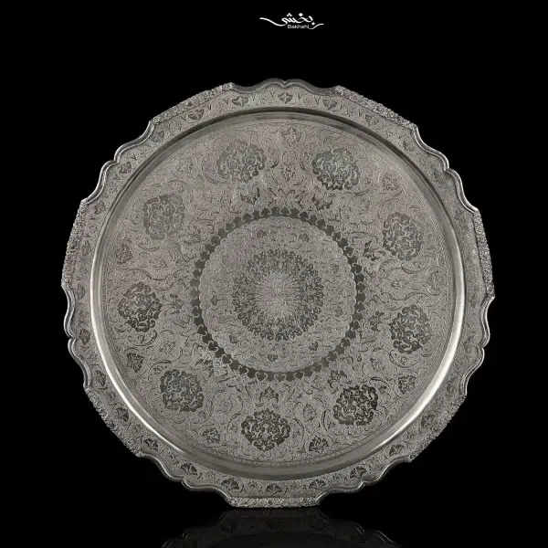 سینی نقره گرد قلم ترنج