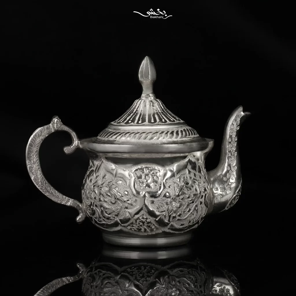 قوری نقره قهوه خوری قلم گل و مرغ