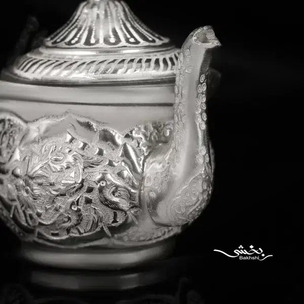 قوری نقره قهوه خوری قلم گل و مرغ