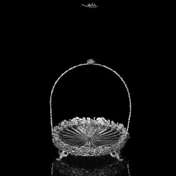 سبد دسته دار کریستال نقره