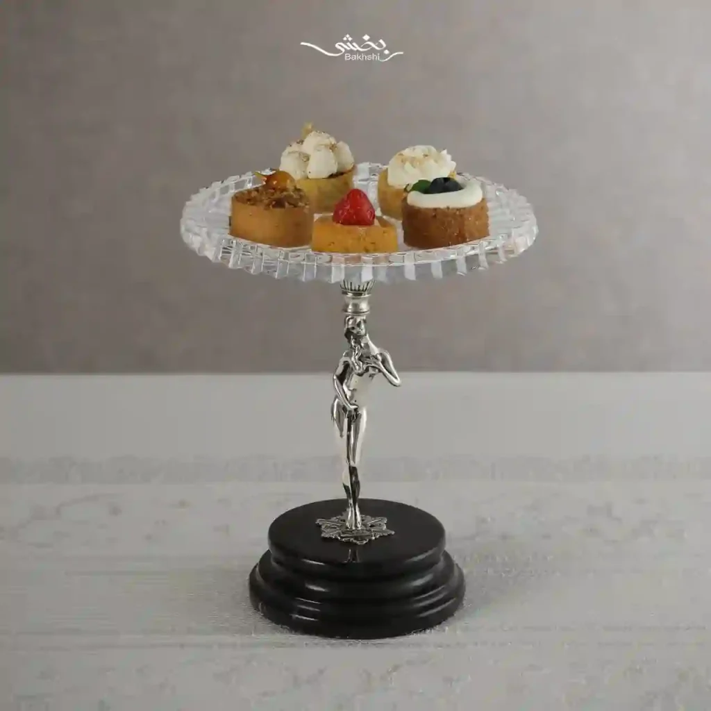 شیرینی خوری کریستال نقره قلم ریخته گری