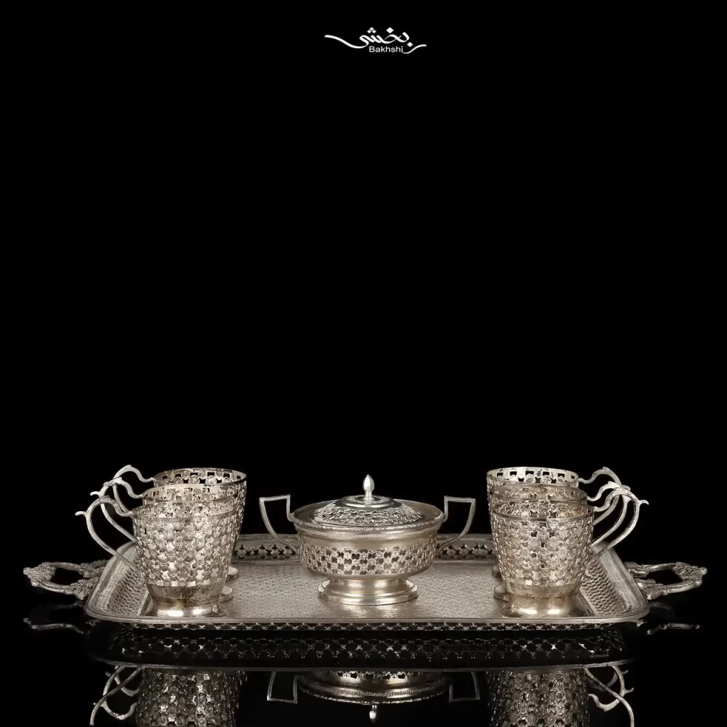 ست چای خوری نقره قلم نخودی