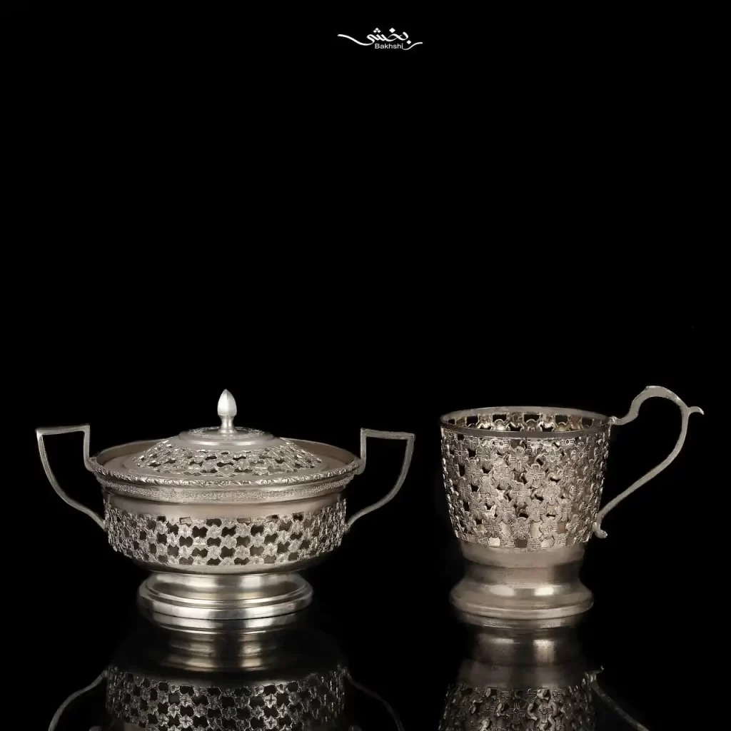 ست چای خوری نقره قلم نخودی