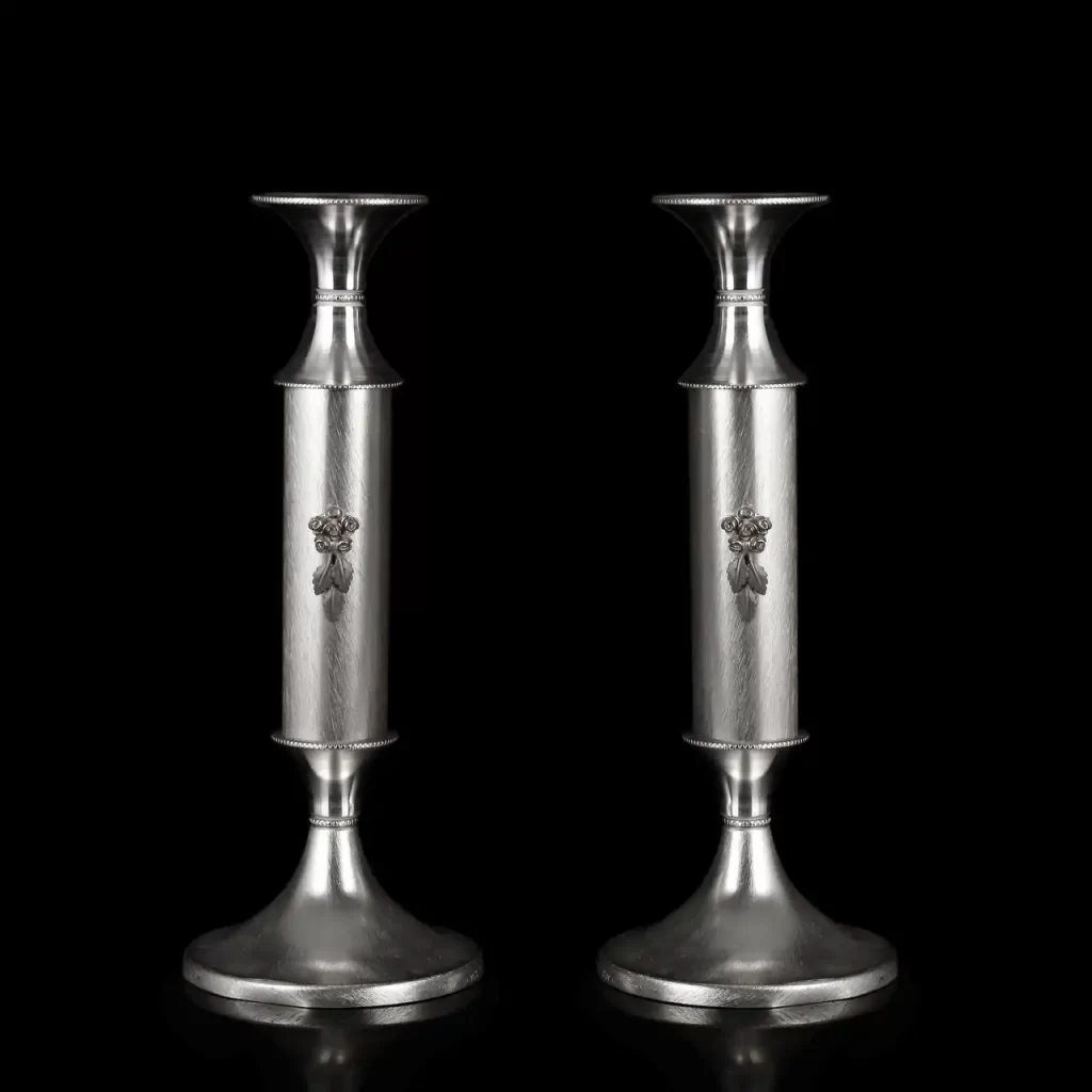 ست آینه مستطیل و شمعدان پاپیون نقره