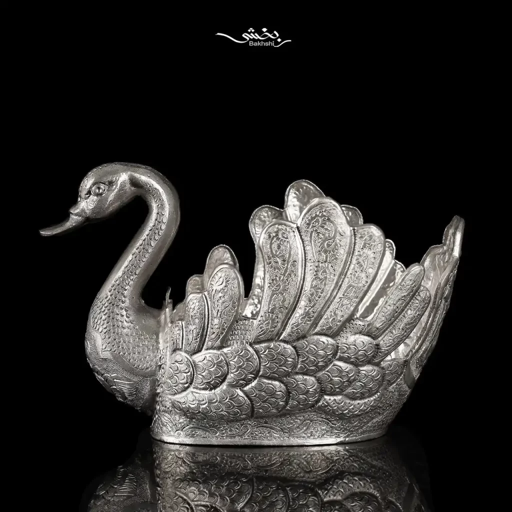 قو نقره قلم گل و مرغ متوسط