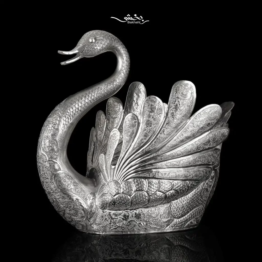 قو نقره قلم گل و مرغ بزرگ