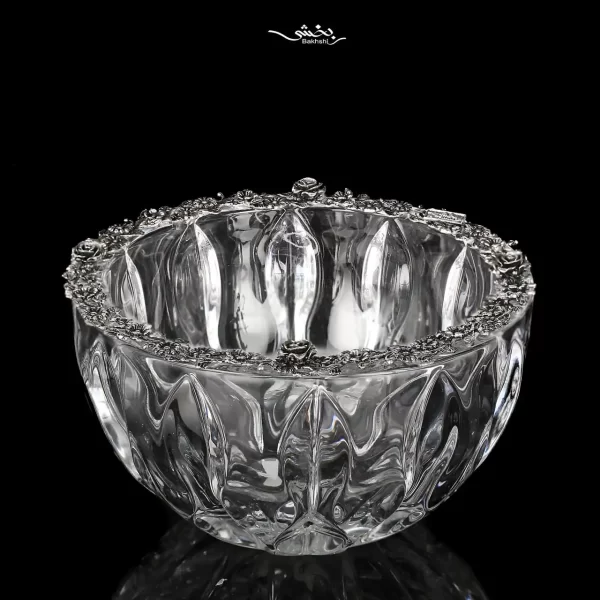 کاسه کریستال نقره گل رز
