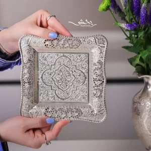 بشقاب نقره مربع قلم ترنج