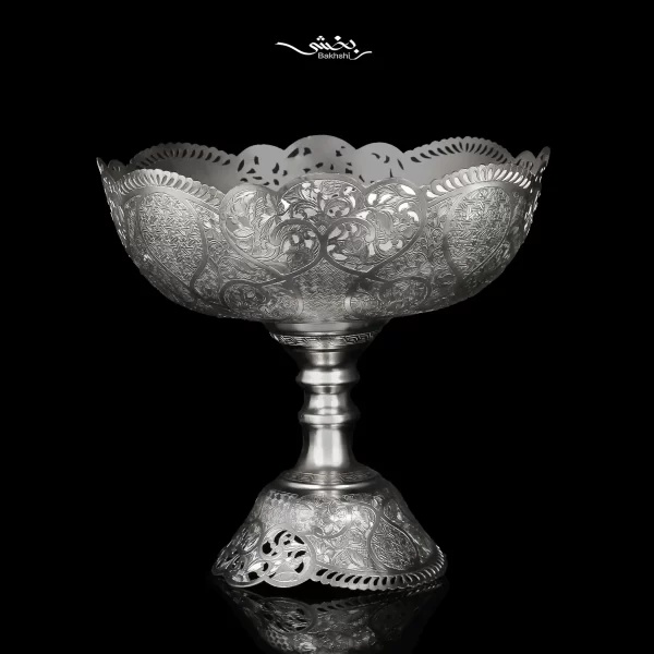 کاسه نقره پایه دار قلم تبریز