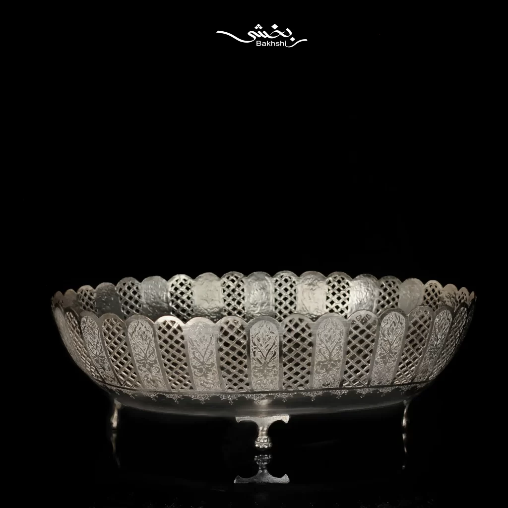 کاسه بیضی نقره قلم ترنج