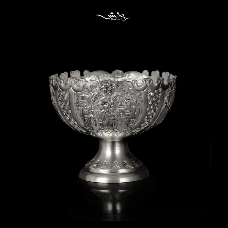 کاسه پایه دار نقره قلم تخت جمشید