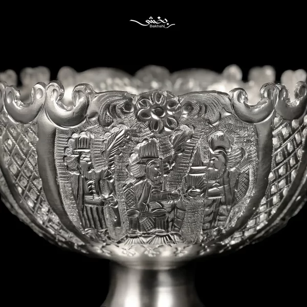 کاسه پایه دار نقره قلم تخت جمشید