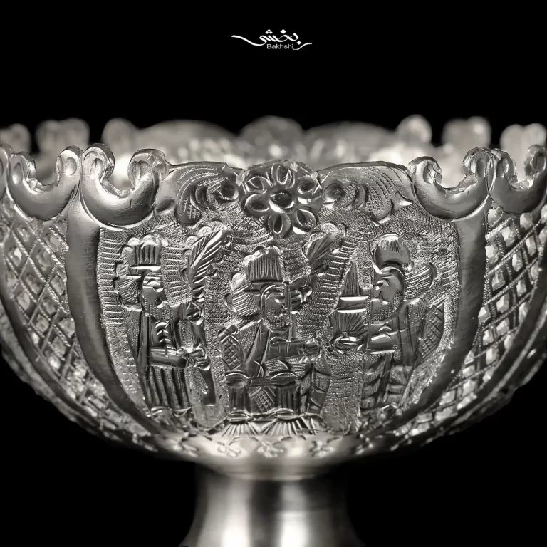 کاسه پایه دار نقره قلم تخت جمشید