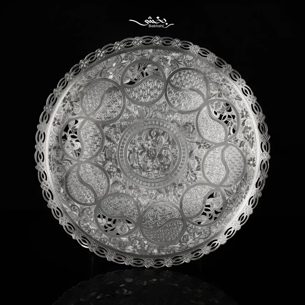 شیرینی خوری نقره گرد قلم تبریز پایه ریختگی