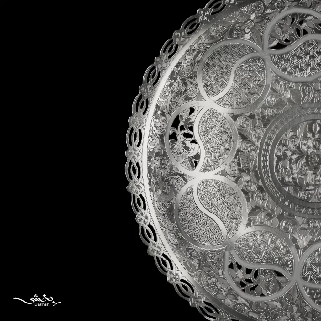 شیرینی خوری نقره گرد قلم تبریز پایه ریختگی