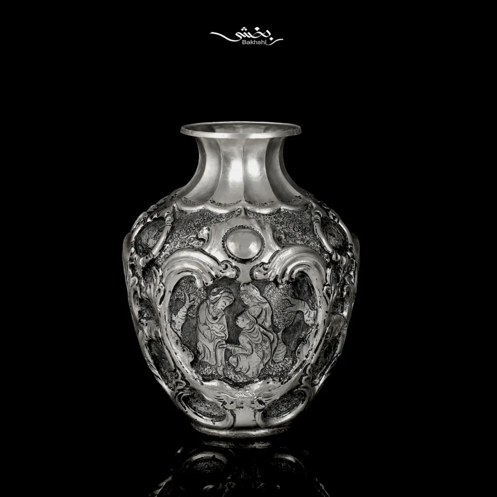 گلدان نقره اناری قلم مینیاتور اعلا