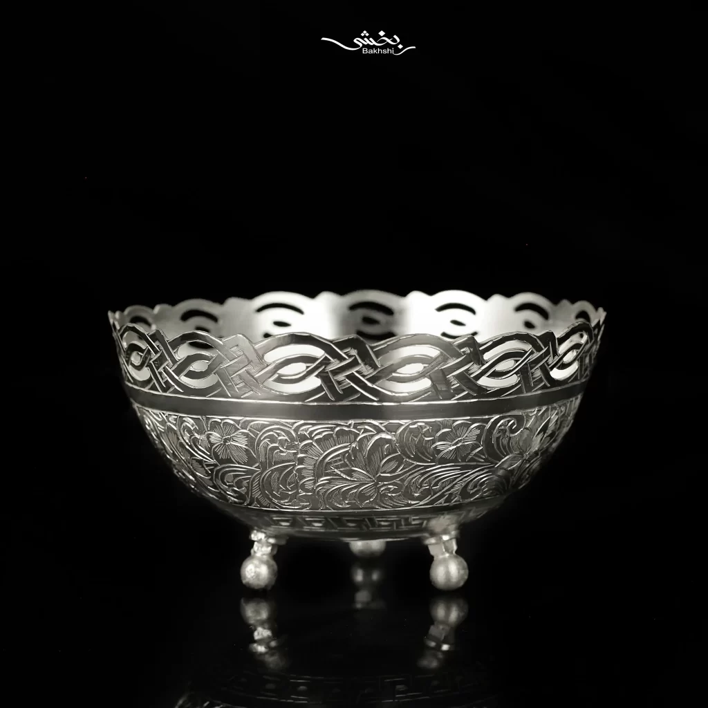 کاسه 6 عددی نقره پایه گلوله ای قلم تبریز