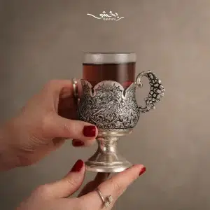 ست چای خوری نقره گل و مرغ درجه یک