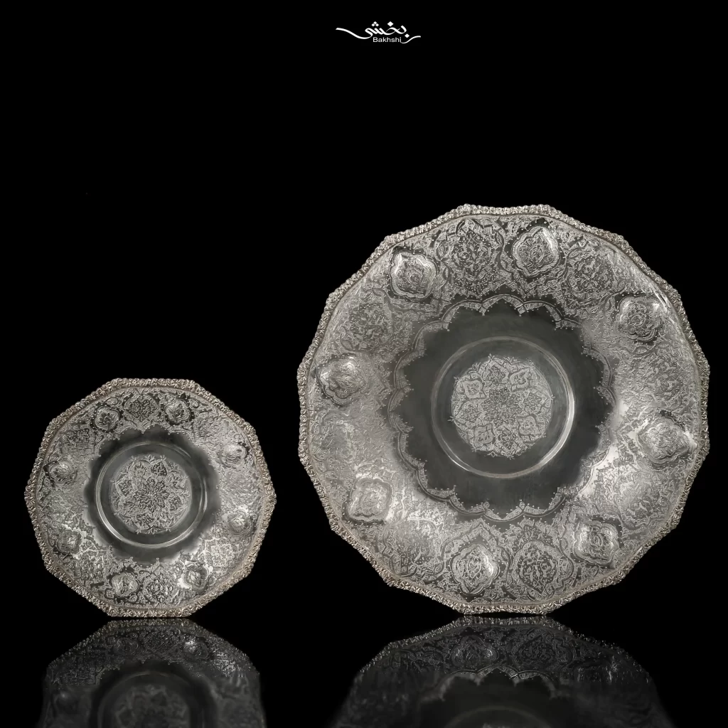 ست هفت پارچه بشقاب گرد پایه گلوله ای ترنج