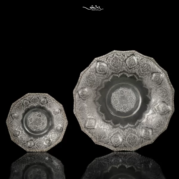 ست هفت پارچه بشقاب گرد پایه گلوله ای ترنج