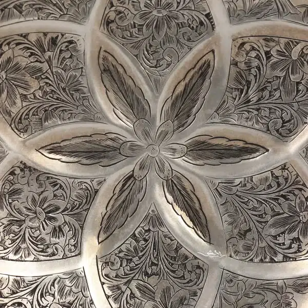 شیرینی خوری نقره 6 عددی قلم گل و مرغ