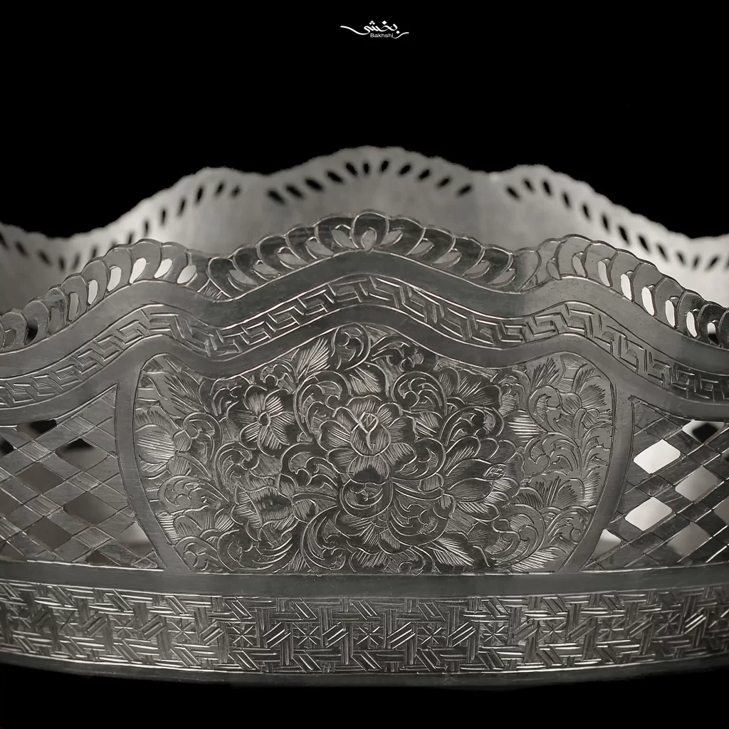 کشکول قایقی نقره قلم تبریز