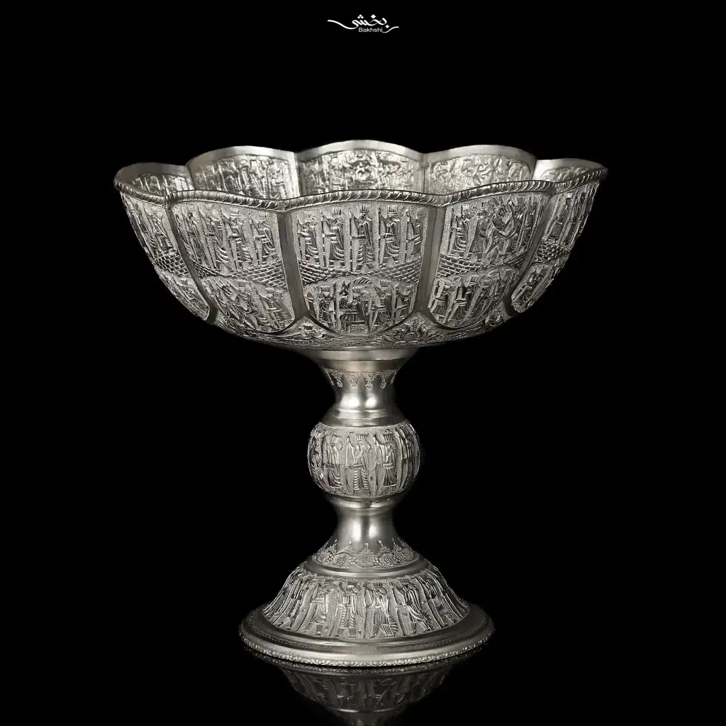 میوه خوری پایه دار نقره قلم تخت جمشید