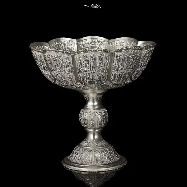 میوه خوری پایه دار نقره قلم تخت جمشید