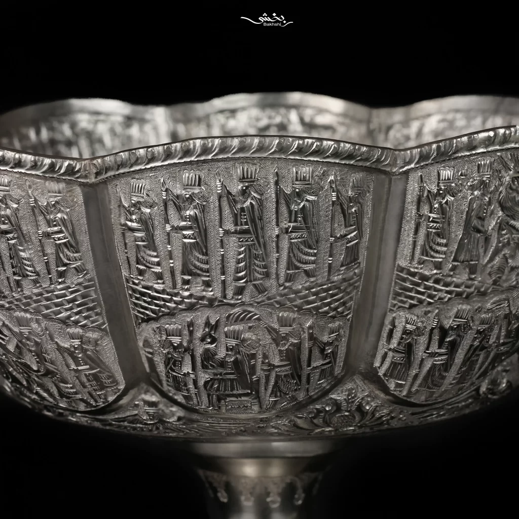 میوه خوری پایه دار نقره قلم تخت جمشید