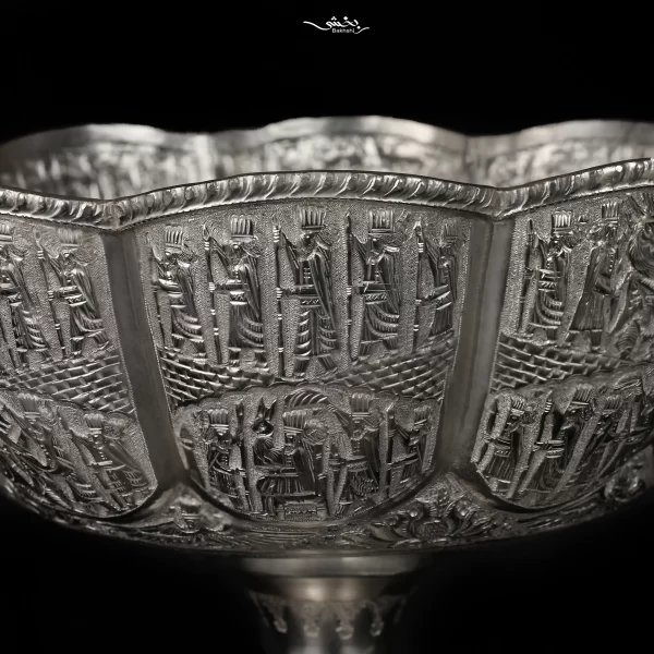 میوه خوری پایه دار نقره قلم تخت جمشید