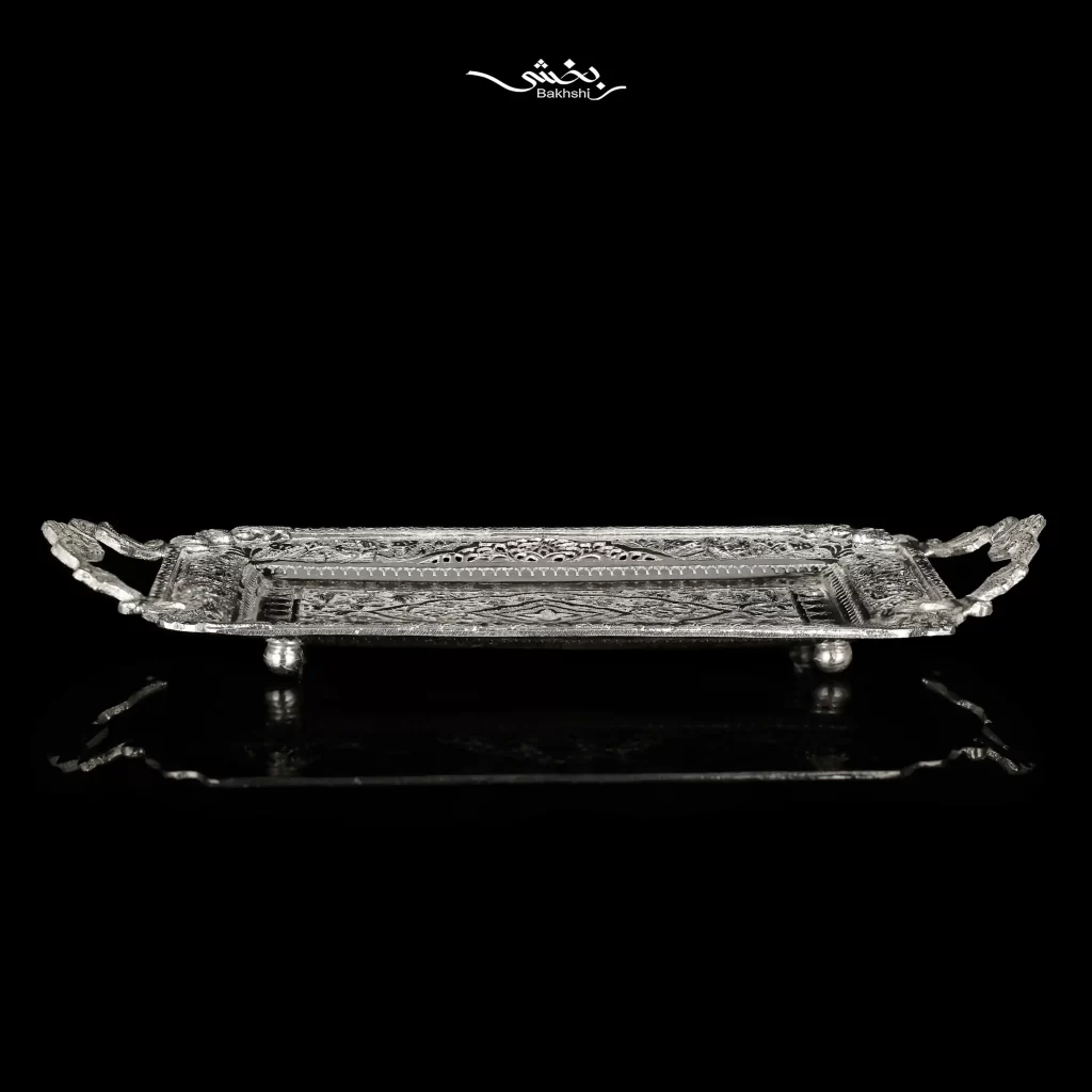 فرمانبر نقره دسته دار گل و مرغ