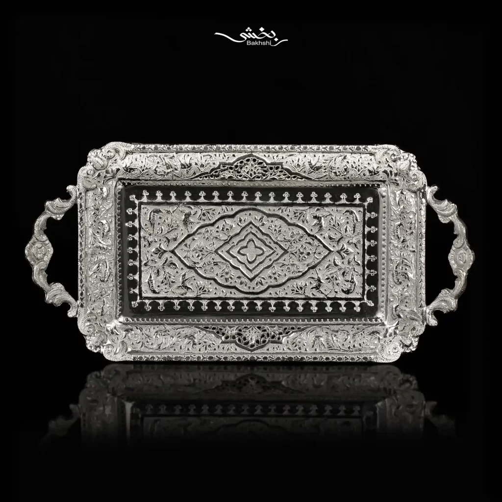 فرمانبر نقره دسته دار گل و مرغ