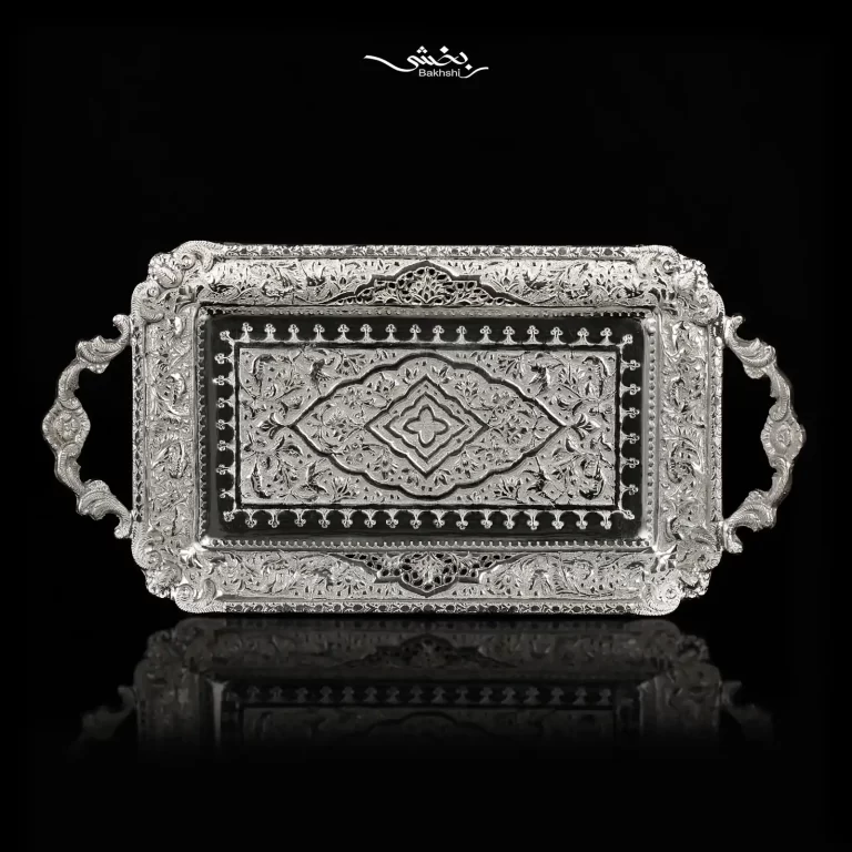 فرمانبر نقره دسته دار گل و مرغ