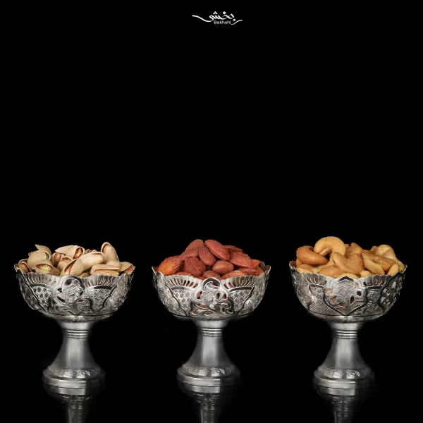 کاسه 6 عددی نقره پایه دار قلم تبریز