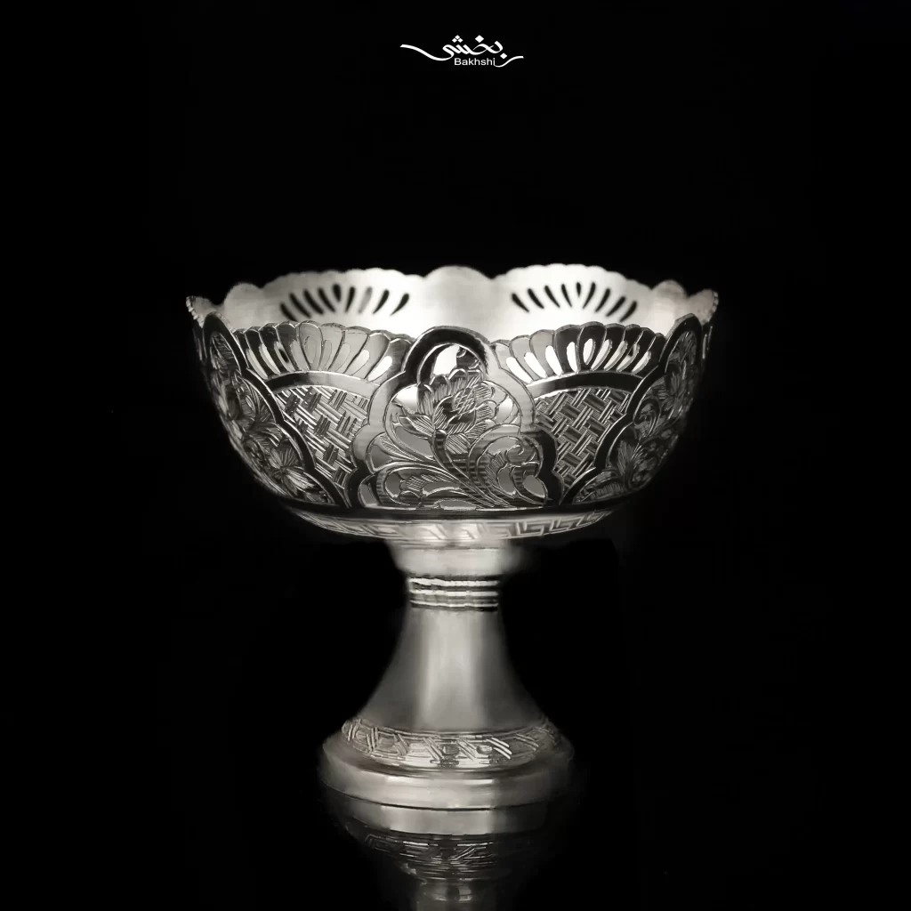 کاسه 6 عددی نقره پایه دار قلم تبریز