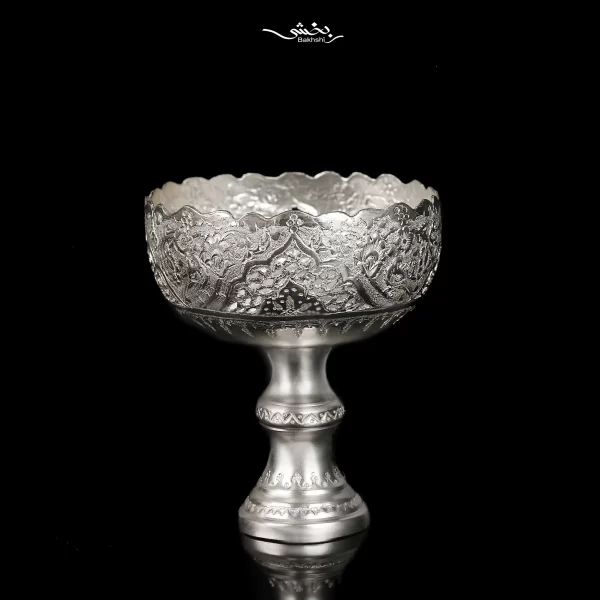 کاسه 6 عددی نقره پایه دار قلم گل و مرغ