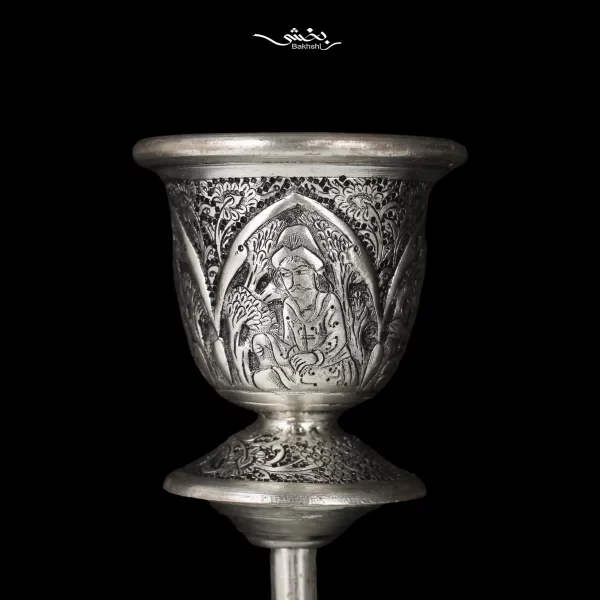 شمعدان نقره دوشاخه قلم مینیاتور اعلا