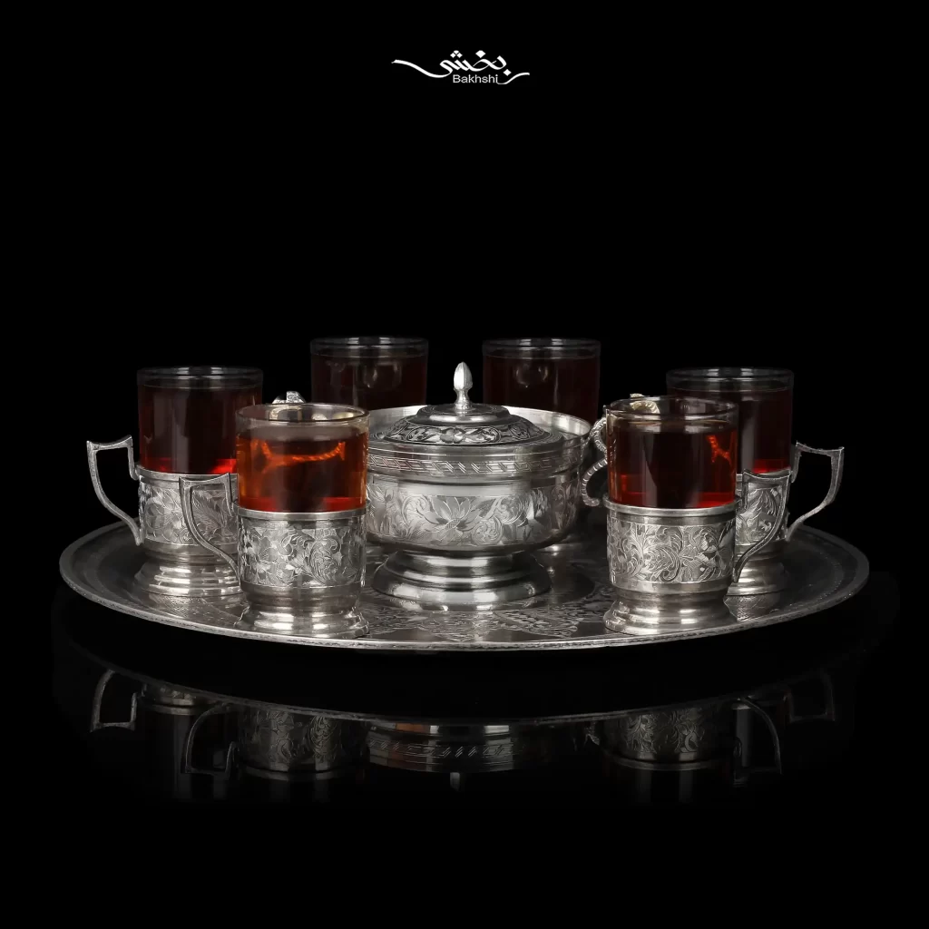 ست چایخوری نقره قلم تبریز