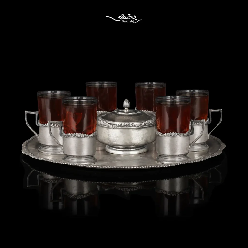 ست چایخوری نقره قلم مدرن