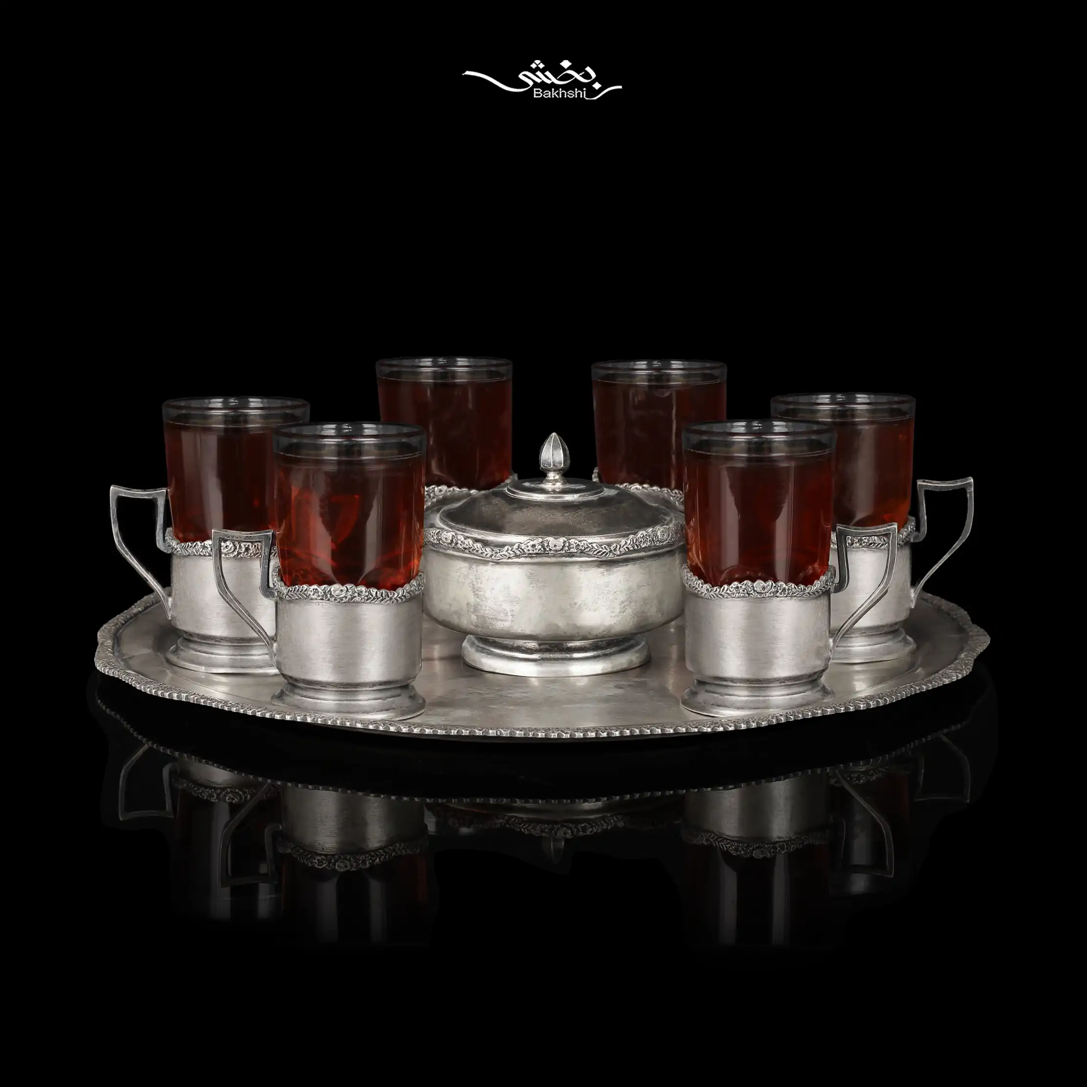 IMG_1620 ست چایخوری نقره قلم مدرن