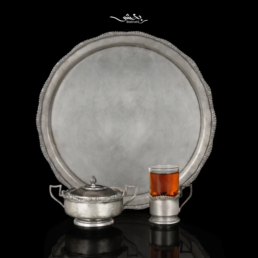 ست چایخوری نقره قلم مدرن