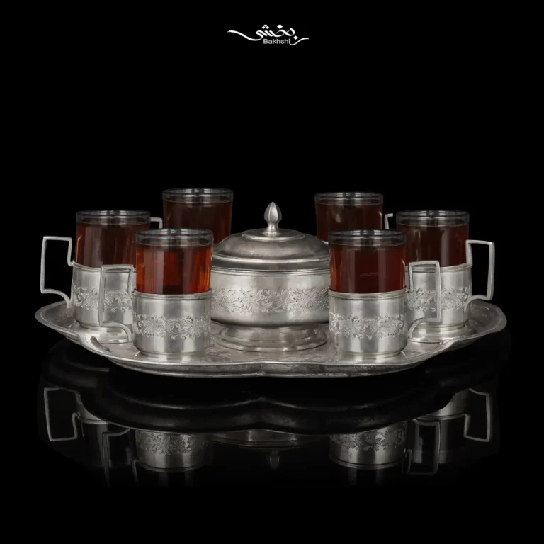 ست چایخوری نقره قلم گل و بوته