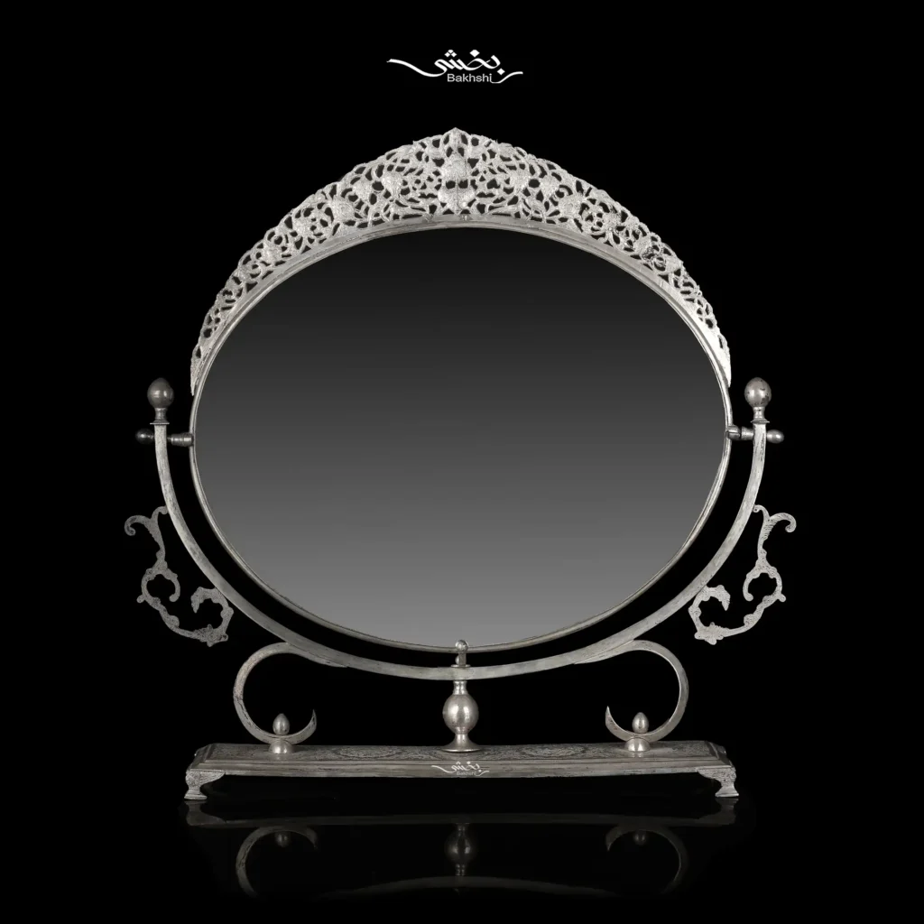 آینه نقره گهواره ای گل و مرغ