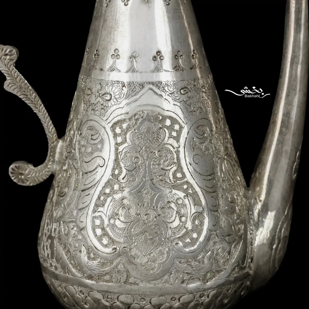 گلاب پاش نقره قلم گل و مرغ