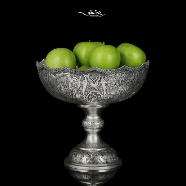 میوه خوری پایه دار نقره قلم مینیاتور