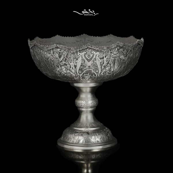 میوه خوری پایه دار نقره قلم مینیاتور